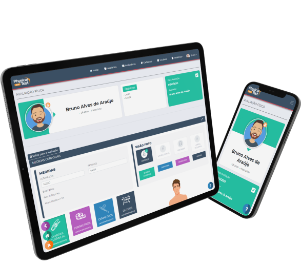 Avaliação física em um desktop e um celular