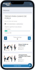 Prescricão de treinos em um celular